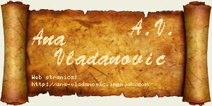 Ana Vladanović vizit kartica